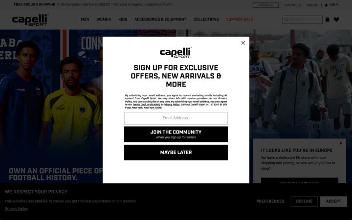 Ekrano kopija capellisport.com