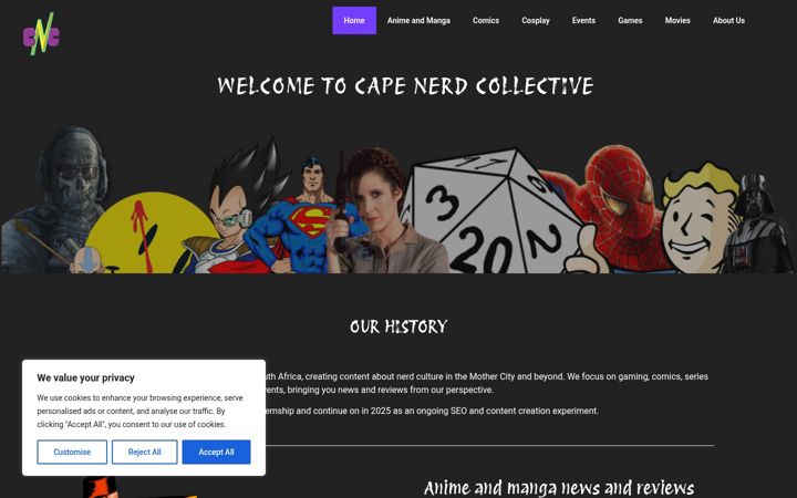 Screenshot of capenerdcollective.co.za