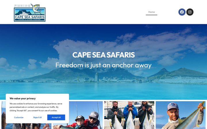 Ekraanipilt saidist capeseasafaris.co.za