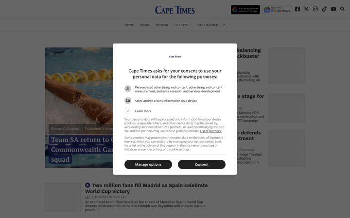Screenshot of capetimes.co.za