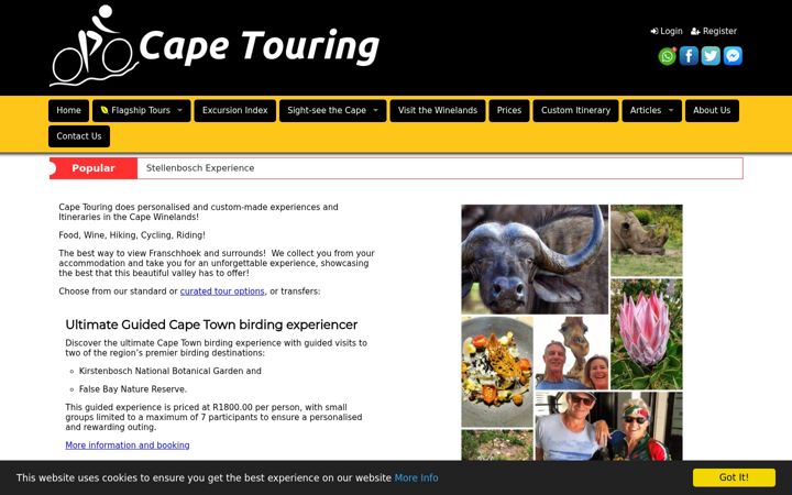 Screenshot of capetouring.co.za