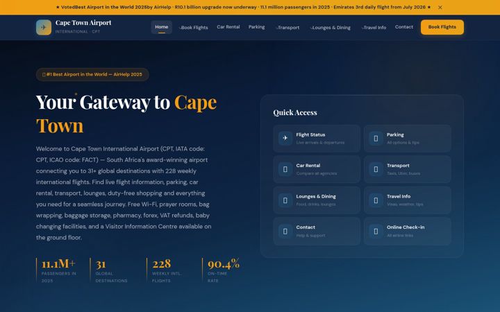 Screenshot of capetown-airport.co.za