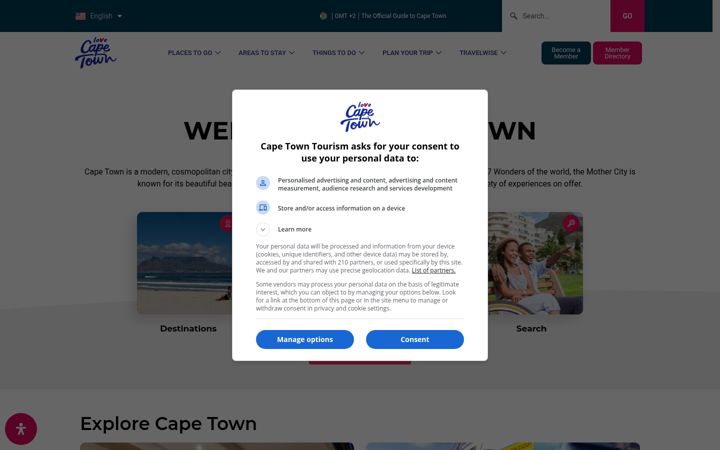 Screenshot of capetown.travel