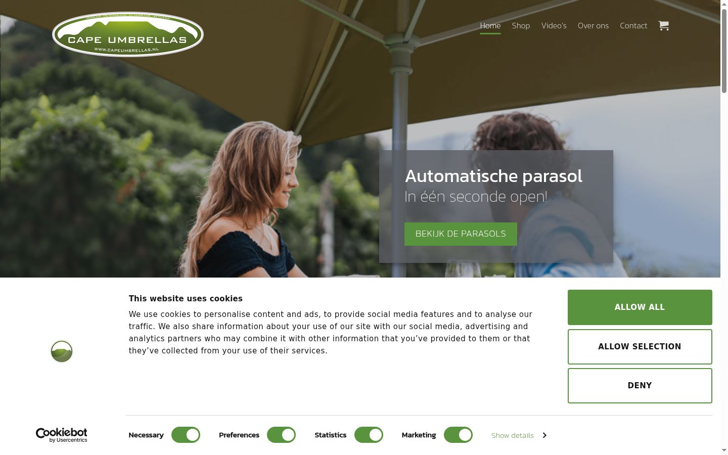 Screenshot del banner di consenso mostrato prima di qualsiasi interazione