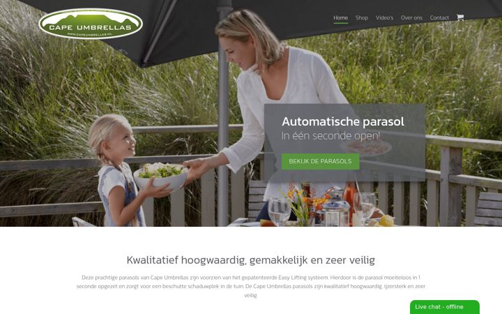 Snimka zaslona za capeumbrellas.nl