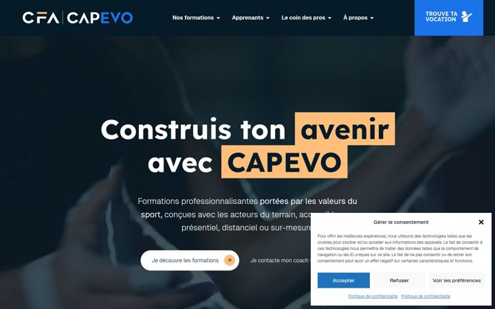 Screenshot of capevo.fr
