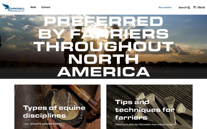 Screenshot of capewellhorsenails.com