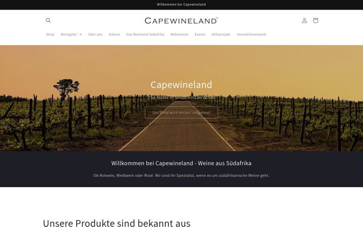 Screenshot of capewineland.de