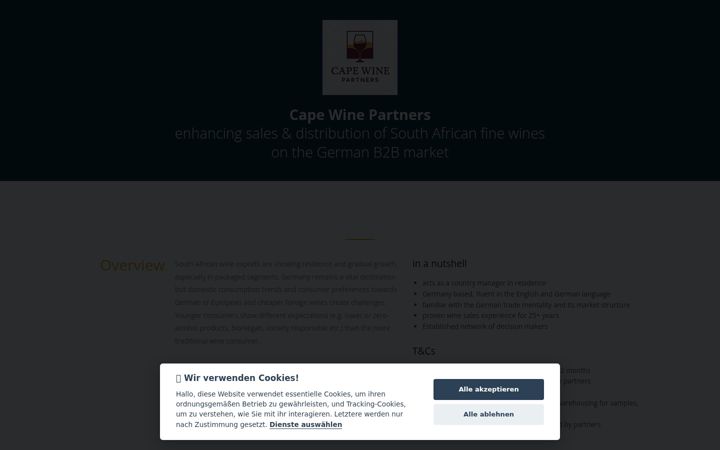 Screenshot of capewinepartners.co.za