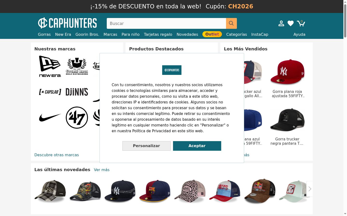 Captura de ecrã do banner de consentimento apresentado antes de qualquer interação