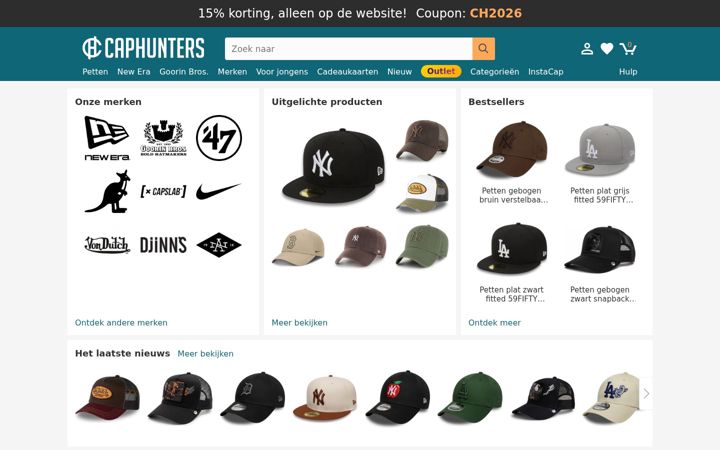 Screenshot of caphuntersshop.nl