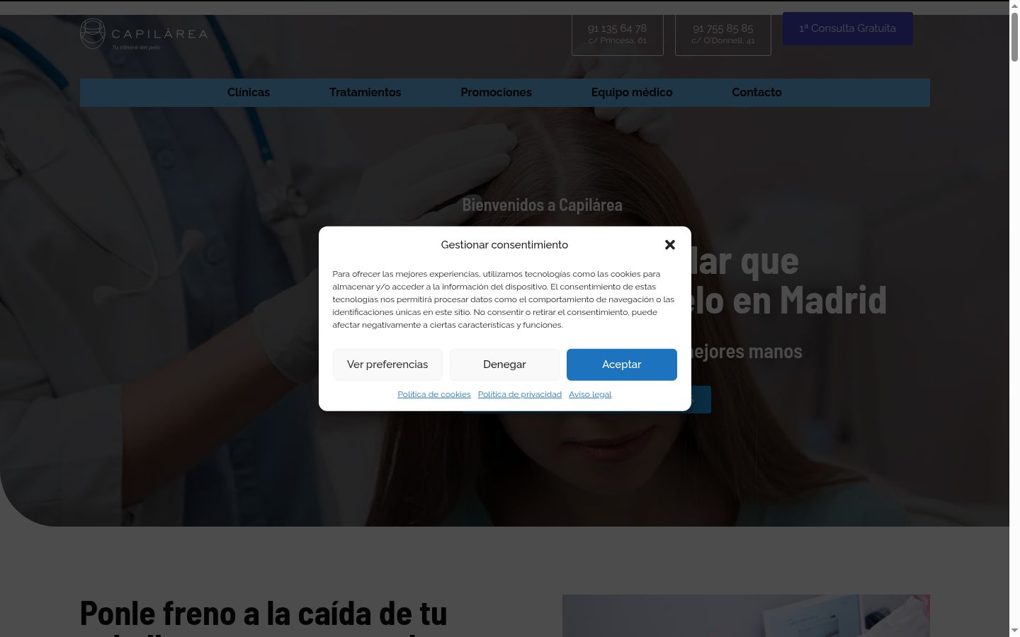 Screenshot of the consent banner shown before any interaction