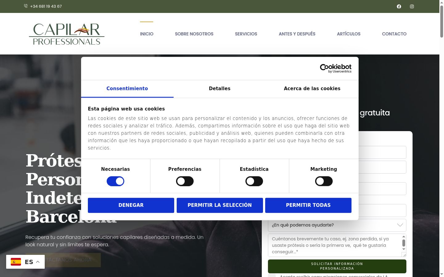 Screenshot of the consent banner shown before any interaction