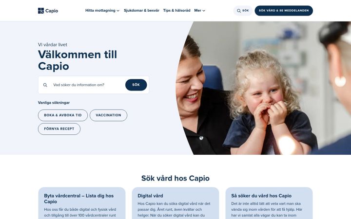 Screenshot of capio.se
