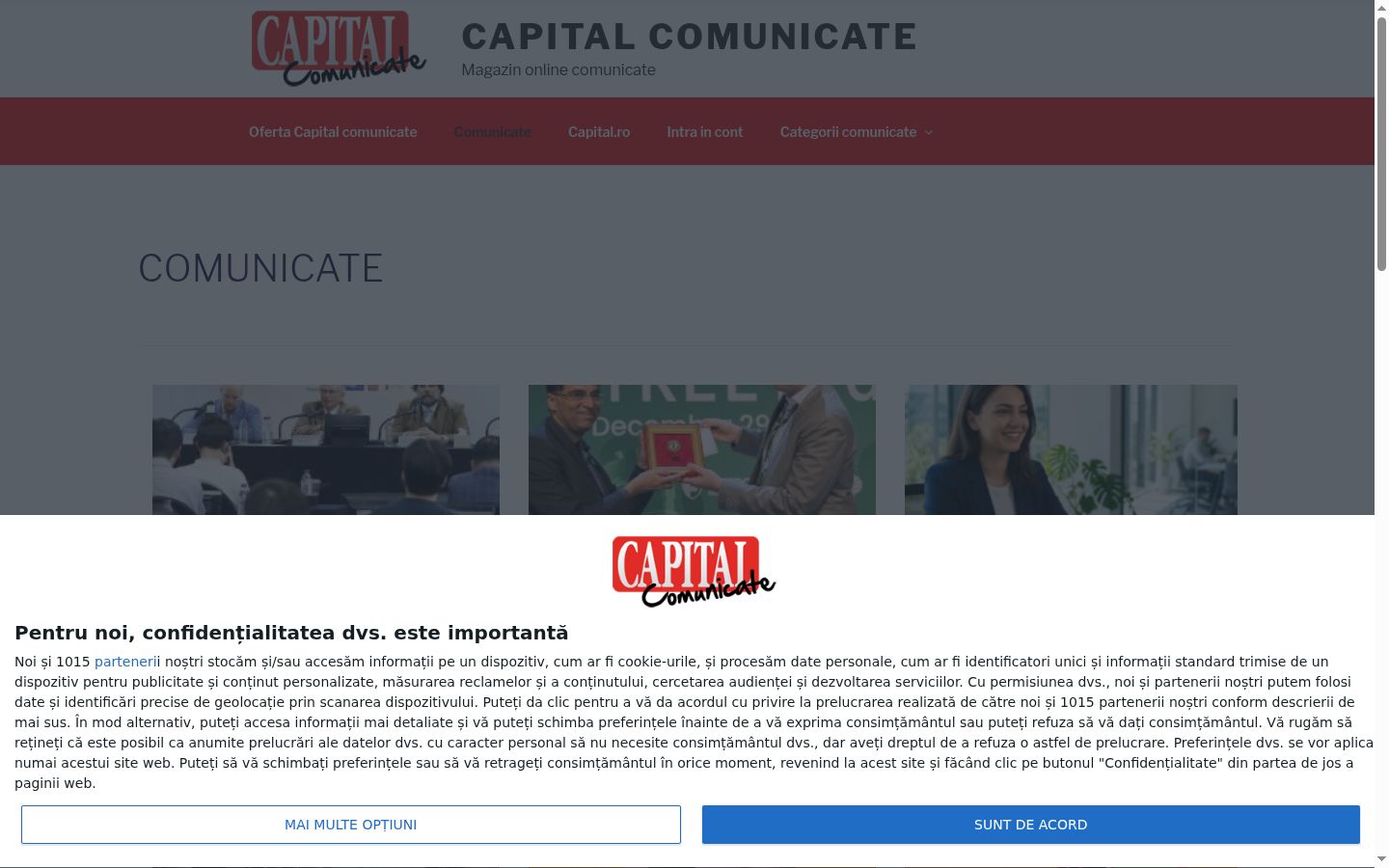 Capture d'écran de la bannière de consentement affichée avant toute interaction