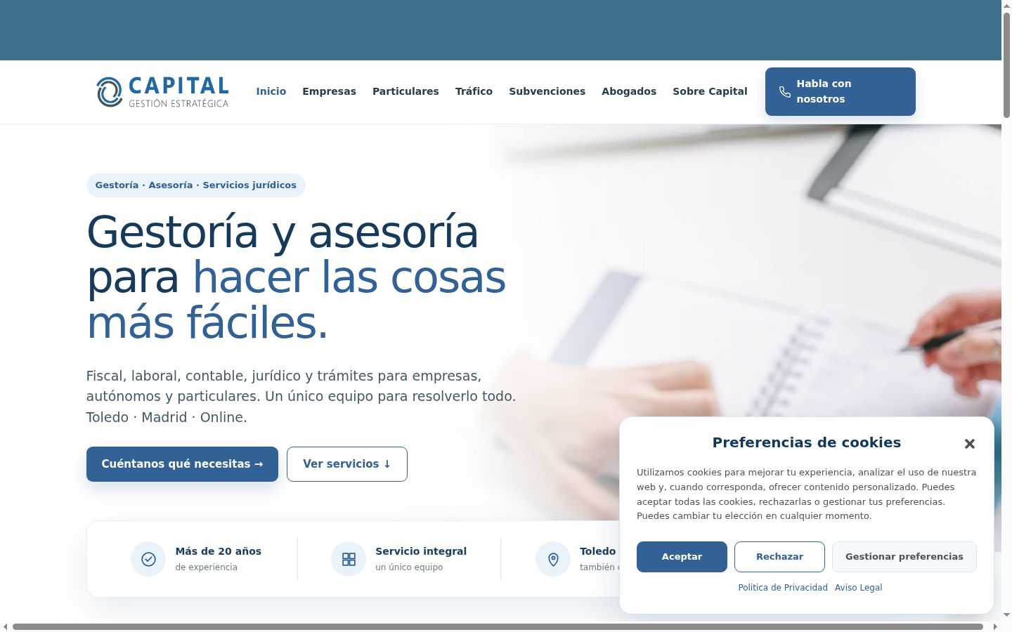 Captura de ecrã do banner de consentimento apresentado antes de qualquer interação