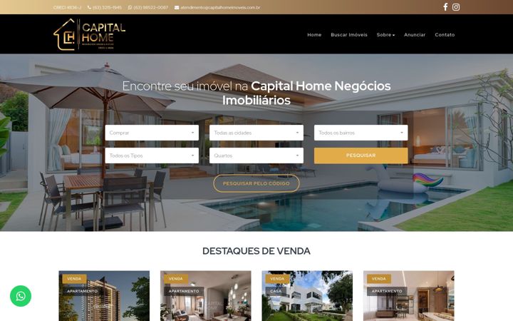 Screenshot of capitalhomeimoveis.com.br