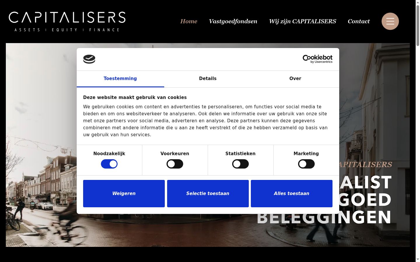 Screenshot des Einwilligungsbanners vor jeglicher Interaktion