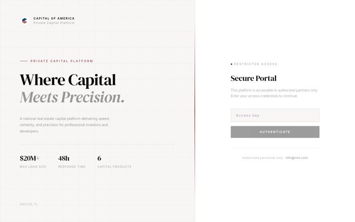 Screenshot of capitalofamerica.com