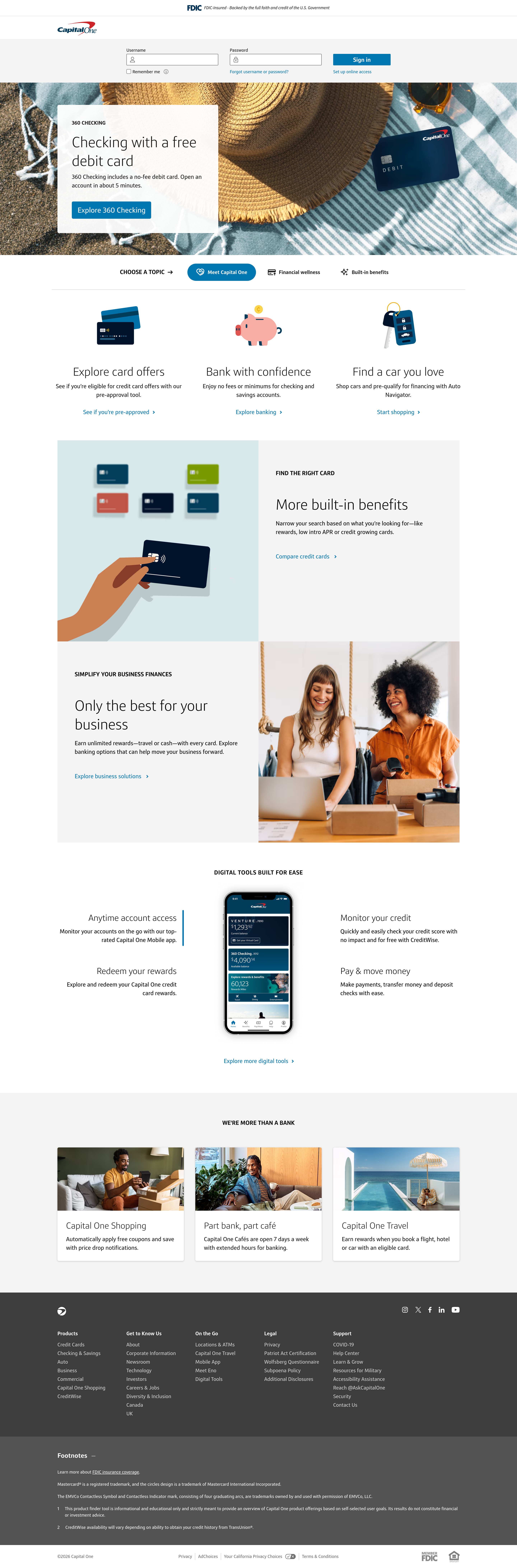 Screenshot of capitalone.com