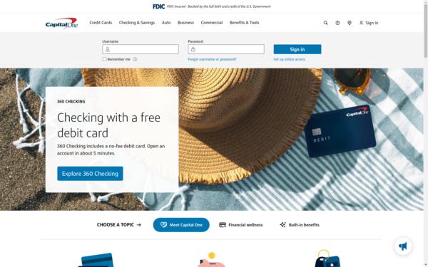 Screenshot of capitalone.com