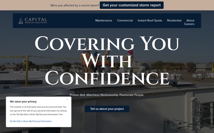 Screenshot of capitalroofingsolutions.com