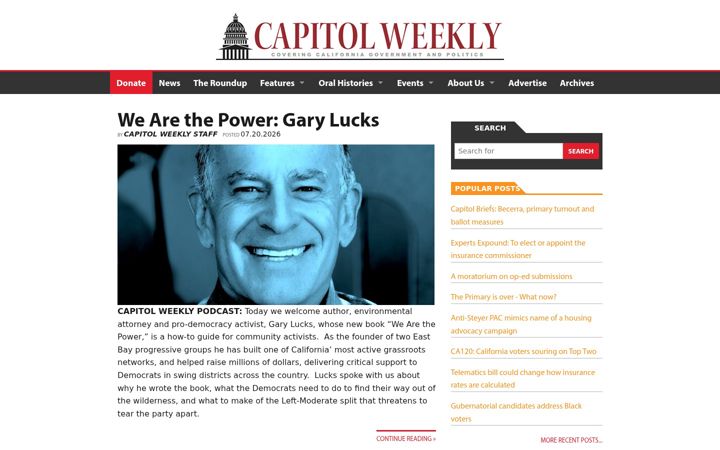 Screenshot of capitolweekly.net