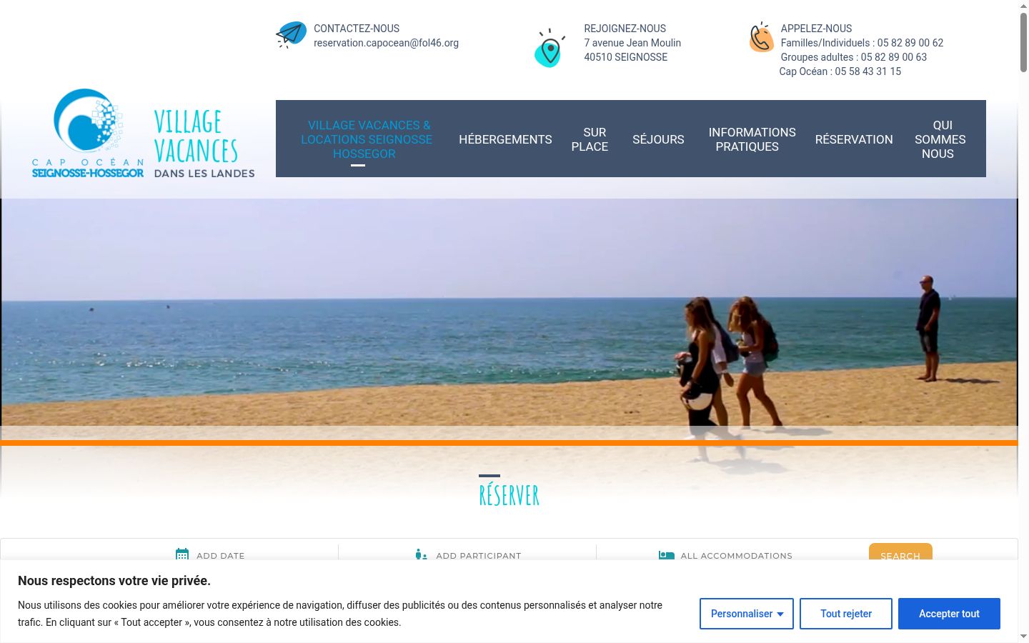 Capture d'écran de la bannière de consentement affichée avant toute interaction