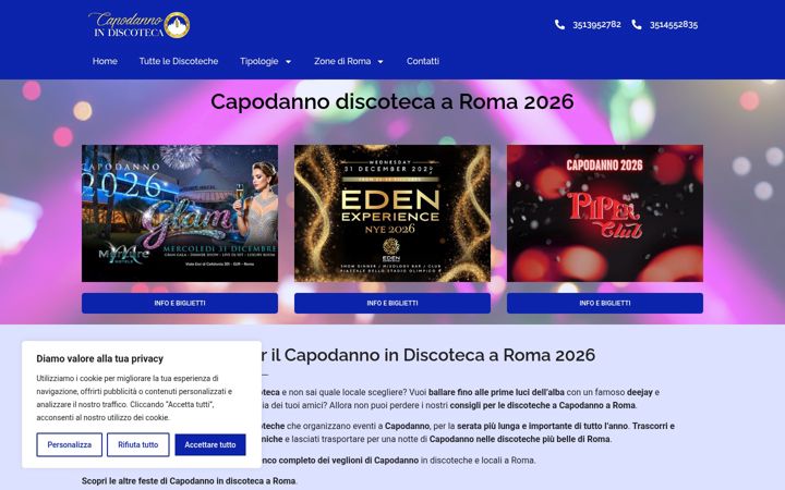 Screenshot ta' capodannoindiscoteca.it