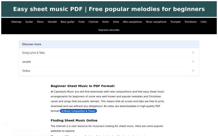 Screenshot of capotastomusic.com