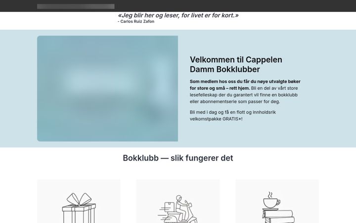 Screenshot of cappelendammbokklubber.no