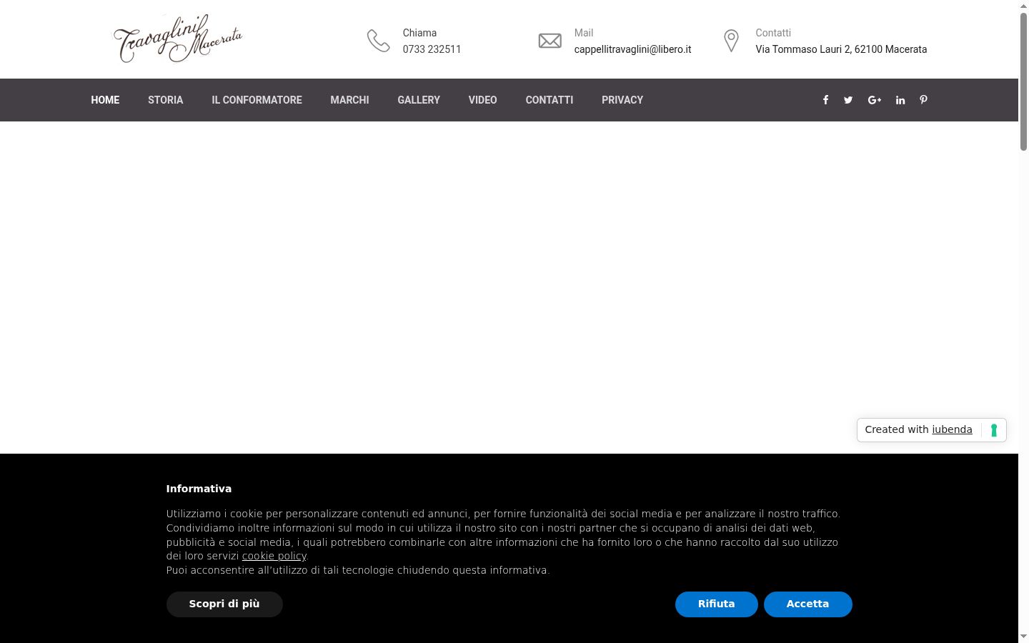 Screenshot del banner di consenso mostrato prima di qualsiasi interazione