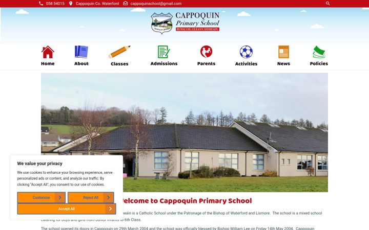 Screenshot of cappoquinschool.com