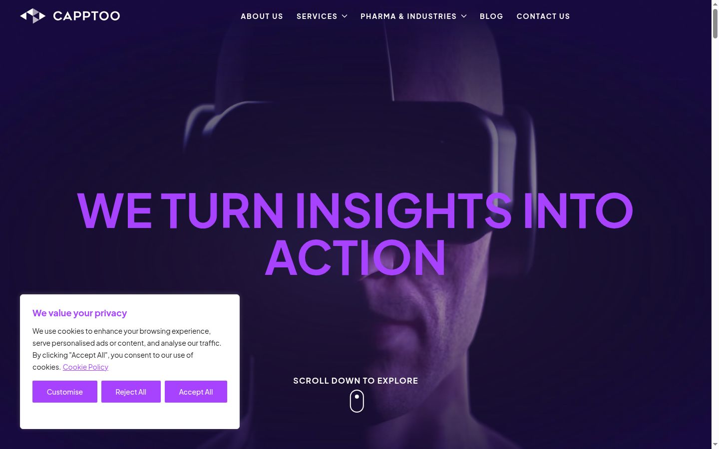 Screenshot of the consent banner shown before any interaction
