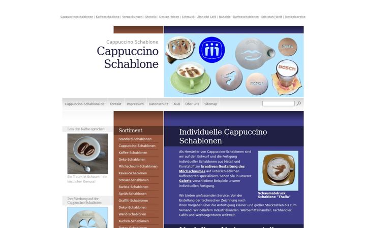Screenshot of cappuccino-schablone.de