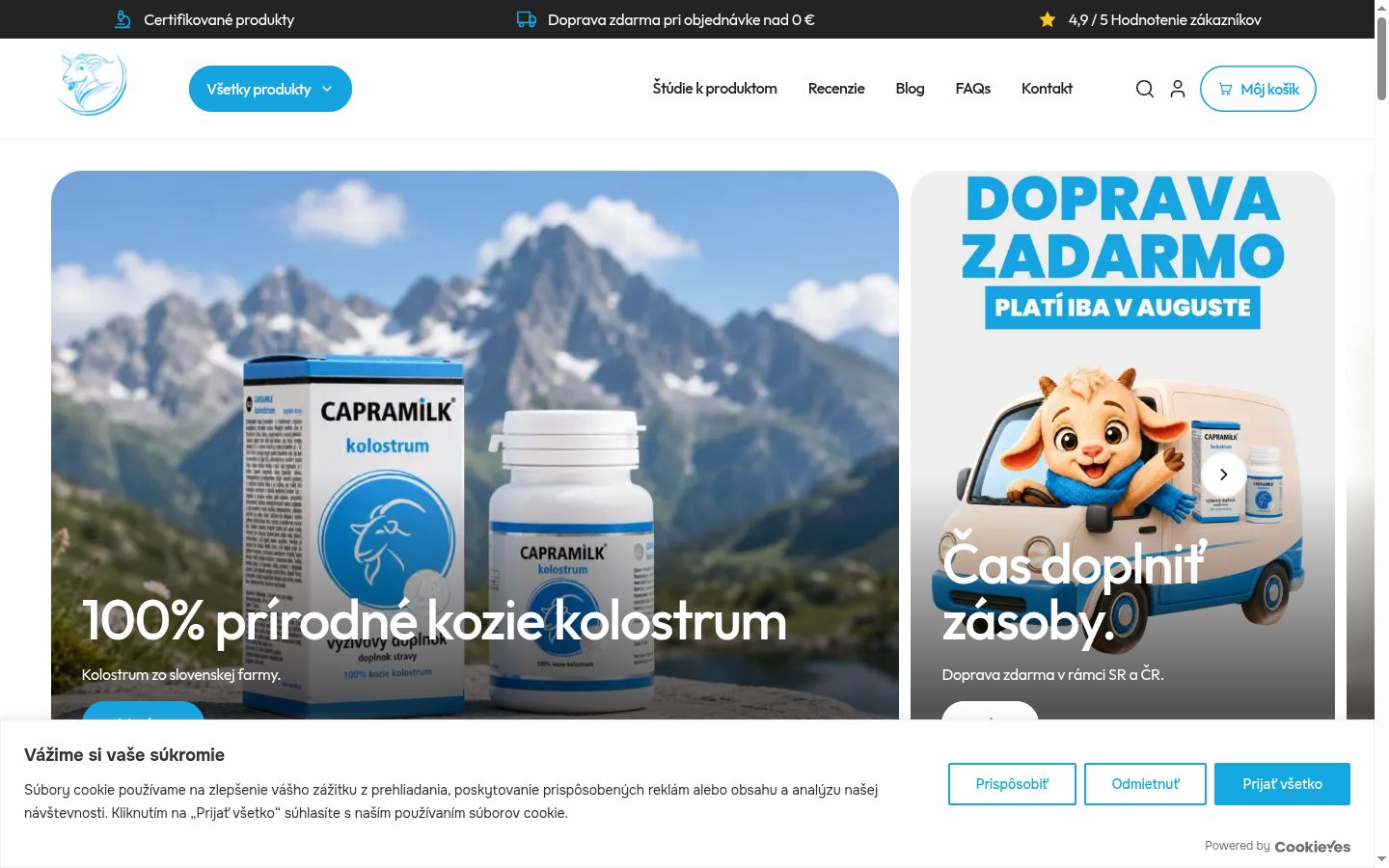 Screenshot del banner di consenso mostrato prima di qualsiasi interazione