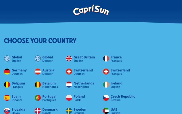 Skærmbillede af capri-sun.com