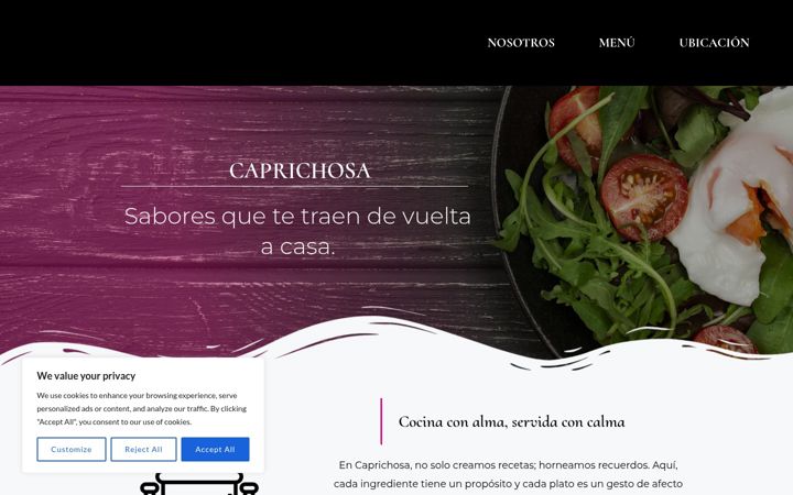 Screenshot of caprichosarestaurant.com