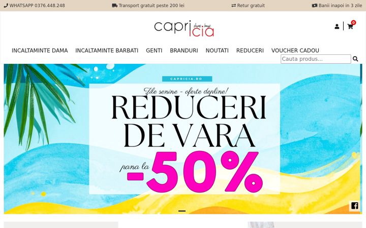Captură de ecran a capricia.ro