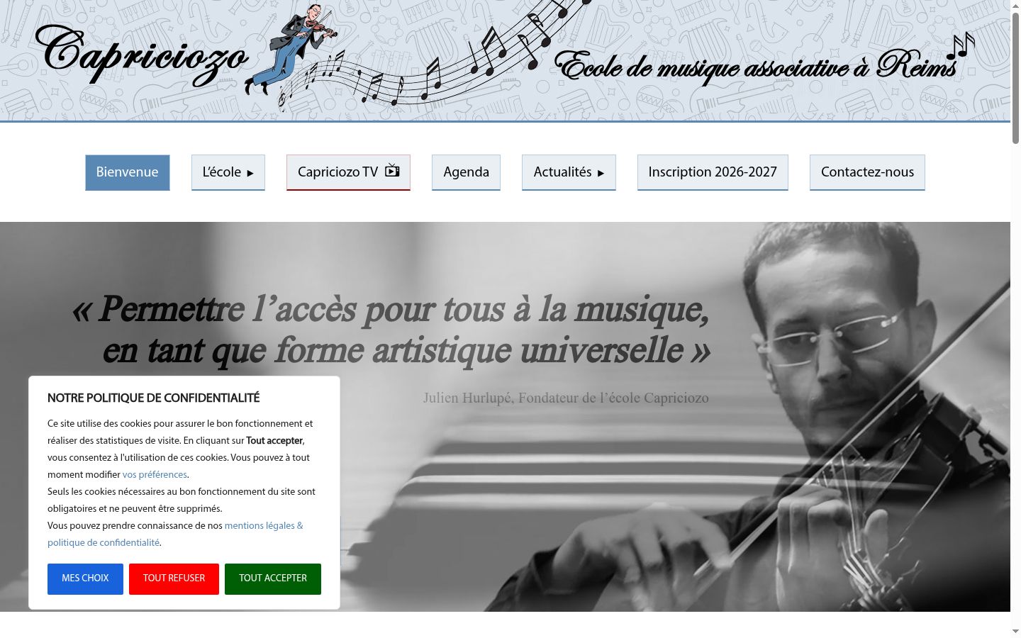 Screenshot of the consent banner shown before any interaction