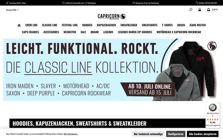 Screenshot of capricorn-rockwear.com