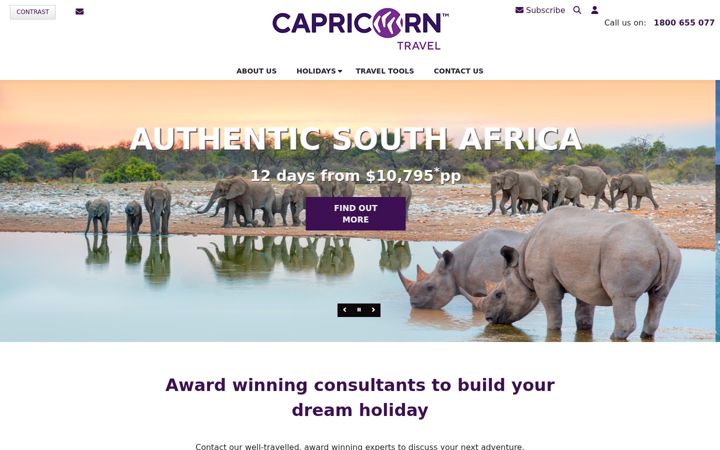 Screenshot ta' capricorn-travel.com.au