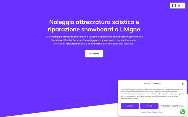 Snímek obrazovky capriolorentals.it