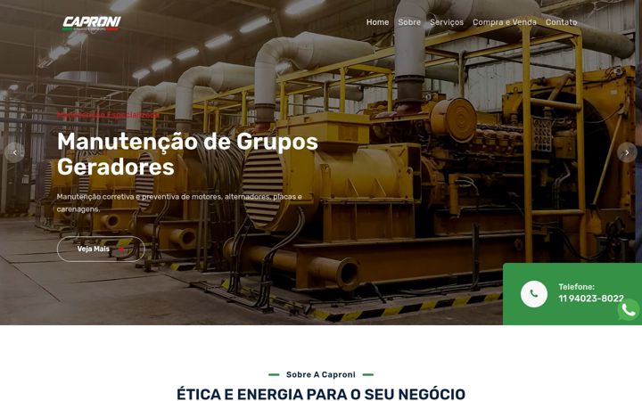 Screenshot of capronigeradores.com.br