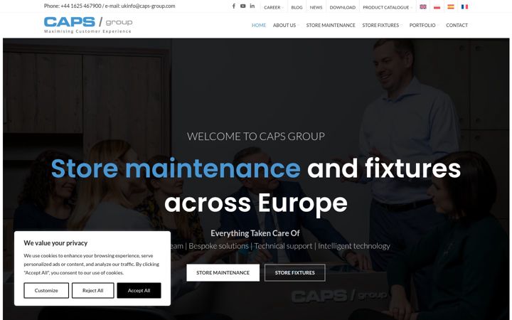 Screenshot of caps-group.com
