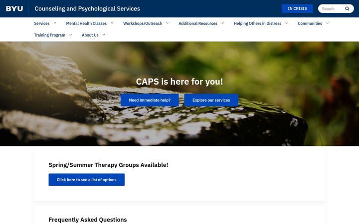 Screenshot von caps.byu.edu