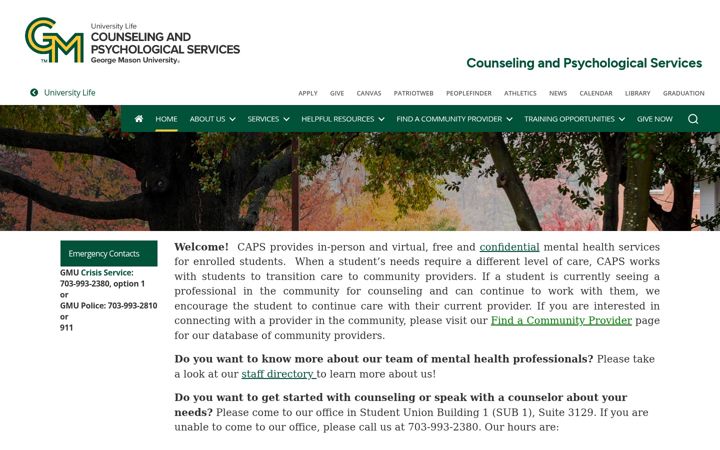 Screenshot of caps.gmu.edu