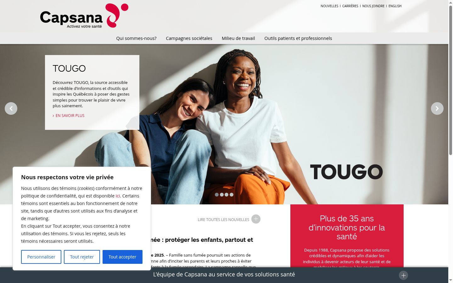 Screenshot van de toestemmingsbanner zoals getoond vóór enige interactie