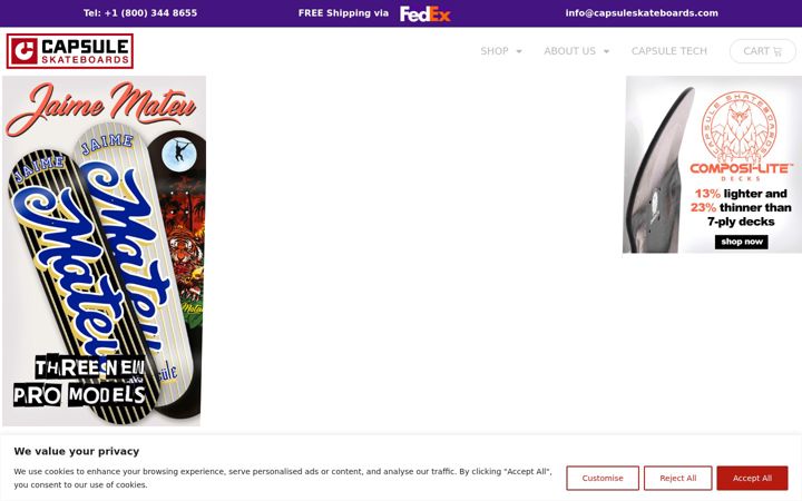 Screenshot of capsuleskateboards.com
