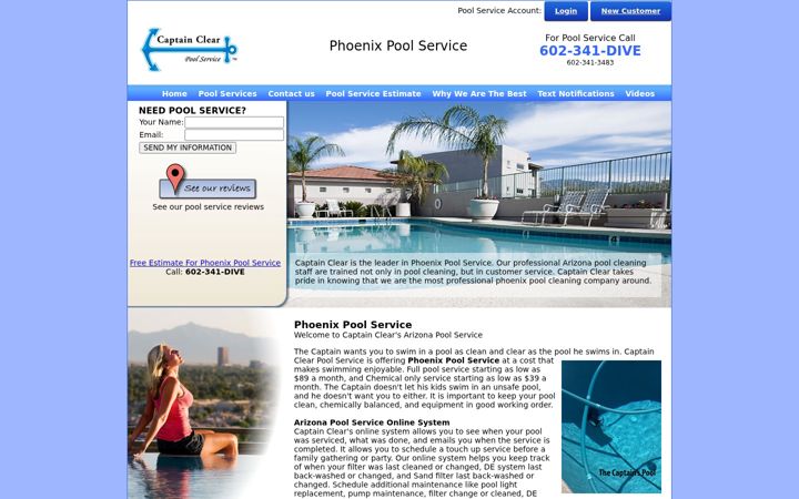 Screenshot of captainclearpoolservice.com